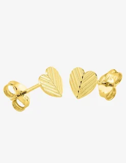 Boucles d'oreilles clous en or jaune 750 ‰, motif cœur SO OR