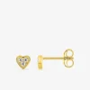 Boucles d'oreilles clous en or jaune 750 ‰ et oxydes de zirconium motif "coeur" SO OR