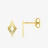 Boucles d'oreilles clous en or jaune 750 ‰, motif losange SO OR