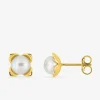 Boucles d'oreilles clous en or jaune 750‰, perles d'eau douce SO OR