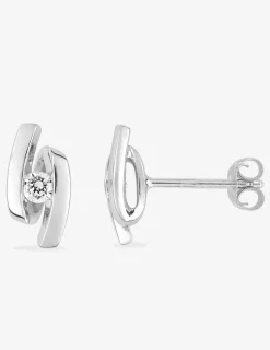 Boucles d'oreilles clous en argent 925 ‰ rhodié et oxyde de zirconium SO OR