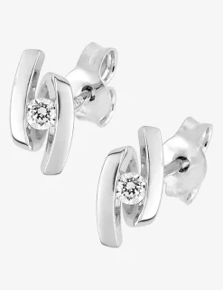Boucles d'oreilles clous en argent 925 ‰ rhodié et oxyde de zirconium SO OR