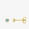 Boucles d'oreilles clous en or jaune 375 ‰ et topaze bleue SO OR