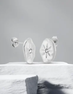 Boucles d'oreilles clous en acier et cristal blanc SO OR