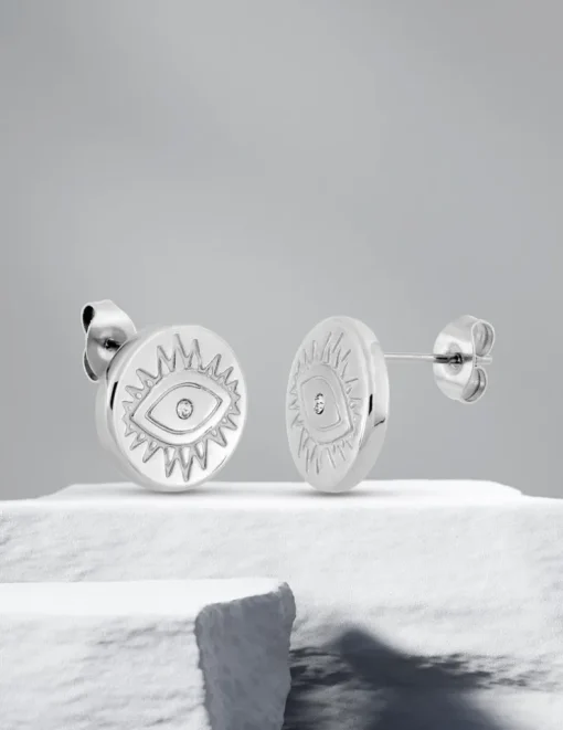 Boucles d'oreilles clous en acier et cristal blanc SO OR