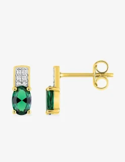 Boucles d'oreilles clous en plaqué or et oxyde de zirconium vert SO OR