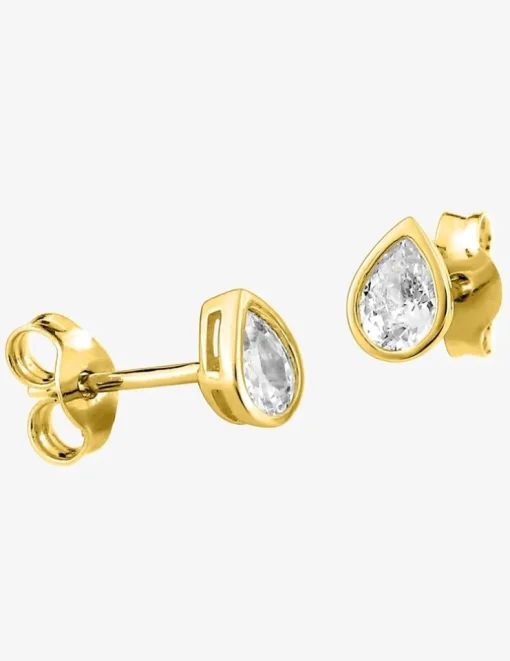 Boucles d'oreilles clous en or jaune 375 ‰ et oxydes de zirconium SO OR