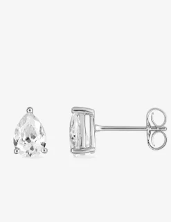 Boucles d'oreilles clous en argent 925 ‰ rhodié, oxydes de zirconium SO OR