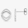 Boucles d'oreilles clous en argent 925 ‰ rhodié, motifs losanges et oxydes de zirconium SO OR