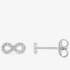 Boucles d'oreilles clous en argent 925 ‰ rhodié, motif infini et oxydes de zirconium SO OR