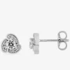Boucles d'oreilles clous en argent 925 ‰ rhodié, oxydes de zirconium blanc SO OR