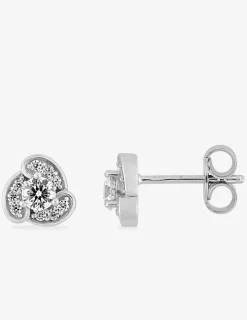 Boucles d'oreilles clous en argent 925 ‰ rhodié, oxydes de zirconium blanc SO OR