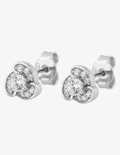 Boucles d'oreilles clous en argent 925 ‰ rhodié, oxydes de zirconium blanc SO OR