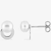 Boucles d'oreilles clous en argent 925 ‰ rhodié et perle de culture d'eau douce SO OR