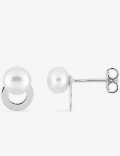 Boucles d'oreilles clous en argent 925 ‰ rhodié et perle de culture d'eau douce SO OR