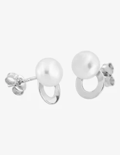 Boucles d'oreilles clous en argent 925 ‰ rhodié et perle de culture d'eau douce SO OR