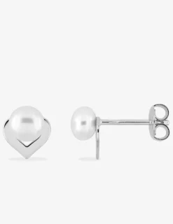 Boucles d'oreilles clous en argent 925 ‰ rhodié, perles de culture d'eau douce SO OR