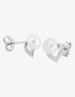 Boucles d'oreilles clous en argent 925 ‰ rhodié, perles de culture d'eau douce SO OR