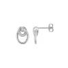 Boucles d'oreilles clous en argent 925 ‰ rhodié, motif circulaire et oxydes de zirconium SO OR