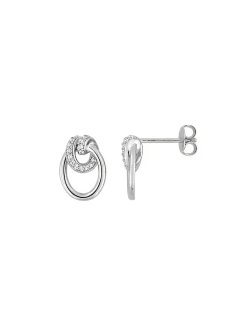 Boucles d'oreilles clous en argent 925 ‰ rhodié, motif circulaire et oxydes de zirconium SO OR