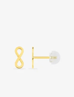 Boucles d'oreilles clous en or jaune 375 ‰, motif infini SO OR