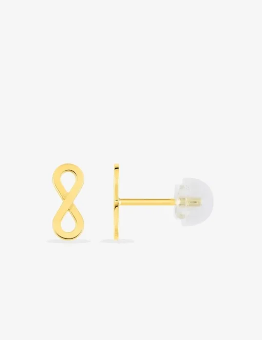 Boucles d'oreilles clous en or jaune 375 ‰, motif infini SO OR
