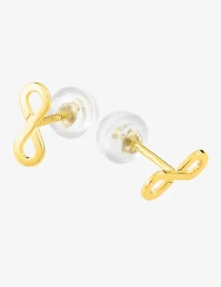 Boucles d'oreilles clous en or jaune 375 ‰, motif infini SO OR