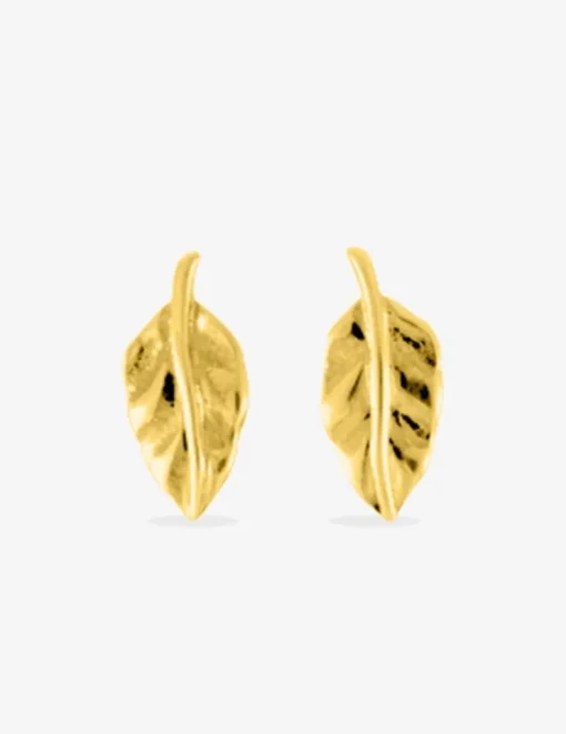 Boucles d'oreilles clous feuille plaqué or SO OR