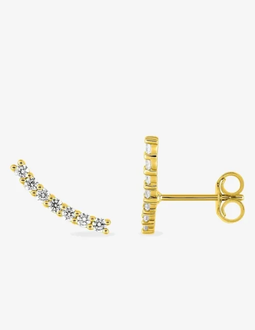 Boucles d'oreilles clous fantaisie or jaune 750 ‰, oxyde de zirconium SO OR
