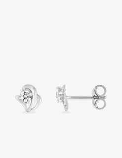Boucles d'oreilles clous fantaisie or blanc 375 ‰ et oxyde de zirconium SO OR