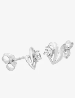Boucles d'oreilles clous fantaisie or blanc 375 ‰ et oxyde de zirconium SO OR