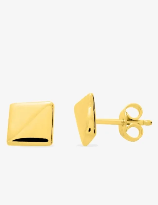 Boucles d'oreilles clous électroformées or jaune 750 ‰ forme carré SO OR