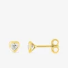 Boucles d'oreilles clous motif cœur or jaune 375 ‰ et oxyde de zirconium SO OR