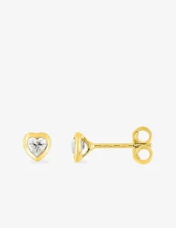 Boucles d'oreilles clous motif cœur or jaune 375 ‰ et oxyde de zirconium SO OR