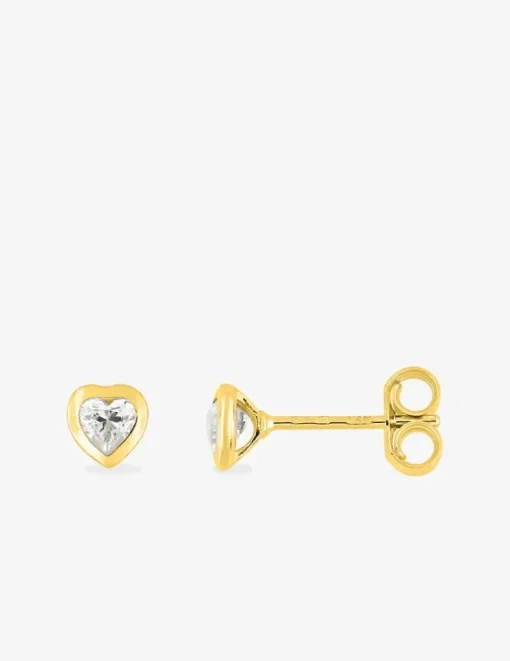 Boucles d'oreilles clous motif cœur or jaune 375 ‰ et oxyde de zirconium SO OR
