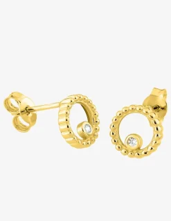 Boucles d'oreilles clous motif rond or jaune 375 ‰ et oxyde de zirconium SO OR