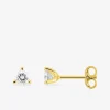 Boucles d'oreilles clous or jaune 375 ‰ et diamants synthétiques 0,30 ct SO OR