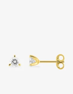 Boucles d'oreilles clous or jaune 375 ‰ et diamants synthétiques 0,30 ct SO OR
