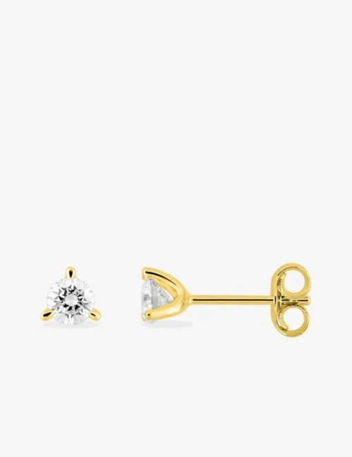 Boucles d'oreilles clous or jaune 375 ‰ et diamants synthétiques 0,30 ct SO OR