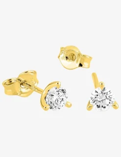 Boucles d'oreilles clous or jaune 375 ‰ et diamants synthétiques 0,30 ct SO OR
