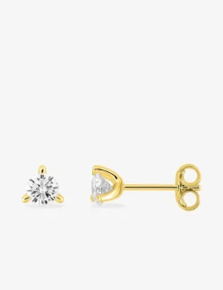Boucles d'oreilles clous or jaune 375 ‰ et diamants synthétiques 0,40 ct SO OR