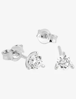 Boucles d'oreilles clous or blanc 375 ‰ et diamants synthétiques 0,30 ct SO OR