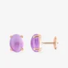 Boucles d'oreilles clous or rose 750 ‰ et améthyste SO OR