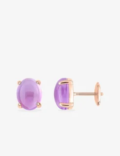 Boucles d'oreilles clous or rose 750 ‰ et améthyste SO OR