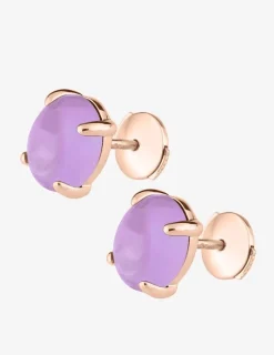 Boucles d'oreilles clous or rose 750 ‰ et améthyste SO OR