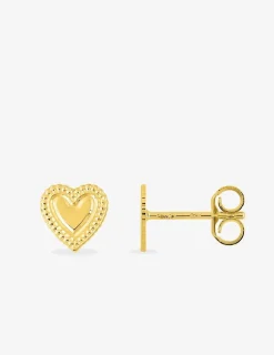 Boucles d'oreilles clous or jaune 375 ‰ motif cœur SO OR