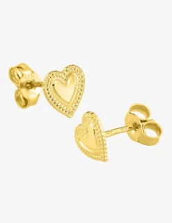 Boucles d'oreilles clous or jaune 375 ‰ motif cœur SO OR