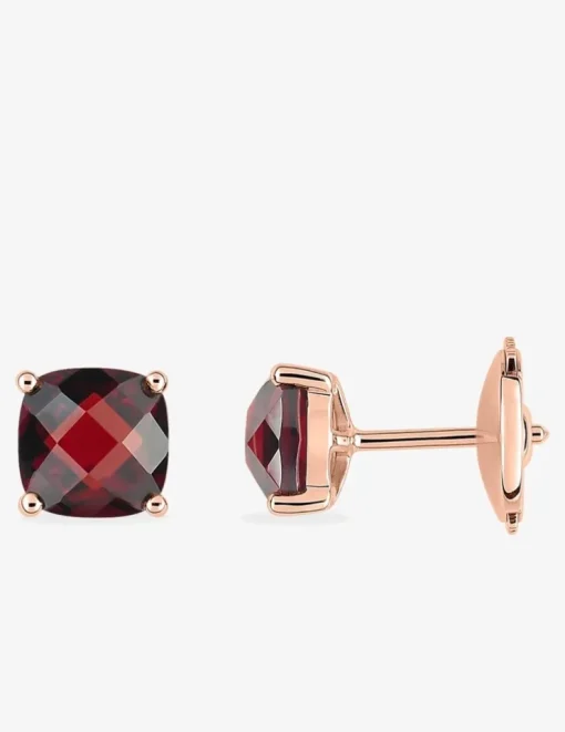 Boucles d'oreilles clous or rose 750 ‰ et grenat SO OR