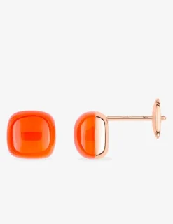 Boucles d'oreilles clous or rose 750 ‰ et cornaline SO OR