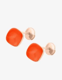 Boucles d'oreilles clous or rose 750 ‰ et cornaline SO OR